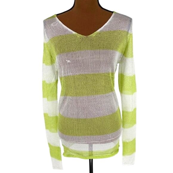 POL Sweaters - POL Brand New in Bag Long Sleeve Mesh Cover Up Sweater in White & Green – Medium